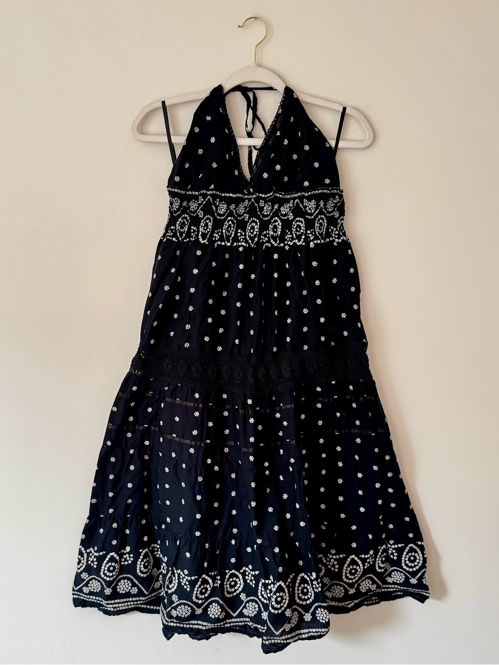Y2K Speed Control NY Cotton Bandana Print Halter Babydoll Midi Dress, Black – XL